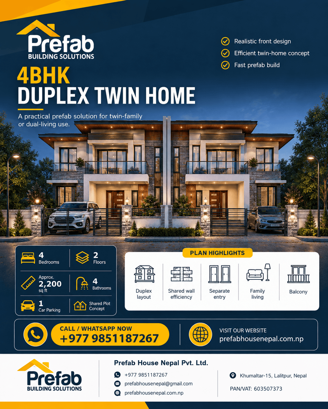 4BHK Duplex Twin Home, product image 1 of 1